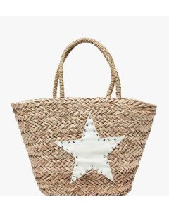 Eco-Friendly Moroccan Straw Handbag with Star Embroidery