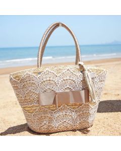 Beige Lace Moroccan Handbag - Sustainable Artisan-Made Fashion