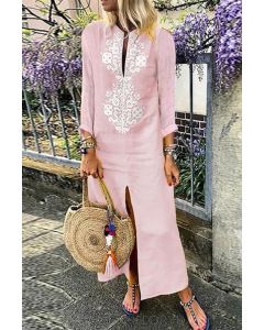 Moroccan Embroidered Kaftan Dress - Chic Bohemian Fashion