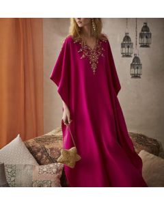 Captivating Moroccan Embroidered Kaftan Dress 131 - Bohemian Chic Statement Piece