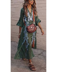 Exquisite Moroccan Embroidered Kaftan Dress 139 - Bohemian Chic Fashion Choice