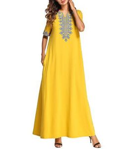 Moroccan Embroidered Kaftan Dress 146 - Bohemian Chic Statement Piece