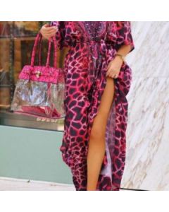 Vacation Maxi Moroccan Beach Cover Up - Lightweight Silk Caftan