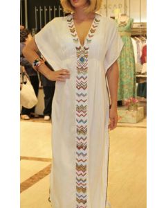 Elegant Moroccan Inspired Maxi Caftan for Beach Cover Up