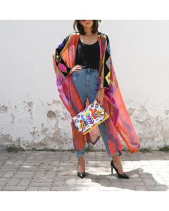 Moroccan Kaftan Inspired Maxi Beach Cover Up - Vibrant Prints