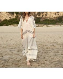 Moroccan-Inspired Silk Beach Cover Up | Elegant Maxi Kaftan
