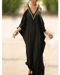 Maxi Moroccan Kaftan Beach Cover Up for Women - Silky & Versatile