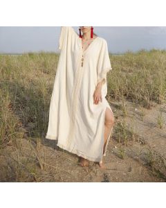 Elegant Moroccan Embroidered Kaftan Dress - Bohemian Chic Statement Piece