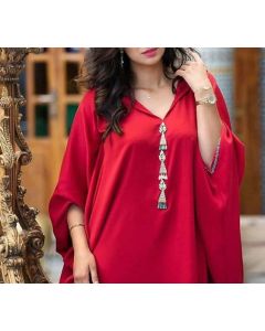Chic Moroccan Kaftan Dress with Intricate Embroidery