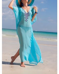 Elegant Moroccan Kaftan Inspired Beach Cover Up