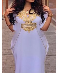 Bohemian Embroidered Kaftan Dress for Chic Moroccan Style