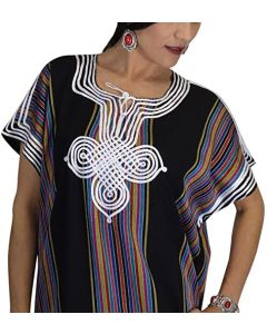 Moroccan Embroidered Bohemian Kaftan Dress - Unique Handcrafted Elegance