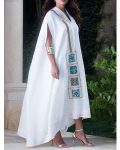 Moroccan Bohemian Embroidered Kaftan Dress - Stylish and Comfortable