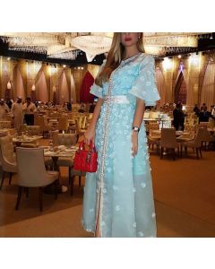 Moroccan-Inspired Embroidered Bohemian Kaftan Dress