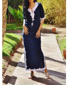 Exquisite Moroccan Kaftan Dress with Detailed Embroidery
