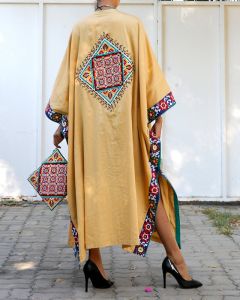 Elegant Moroccan Embroidered Kaftan Dress - Bohemian Chic Style