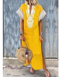 Moroccan Embroidered Bohemian Kaftan Dress - Stylish and Versatile