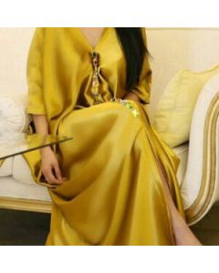 Moroccan Bohemian Kaftan Dress with Intricate Embroidery
