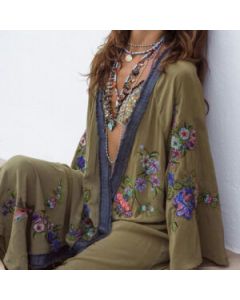 Moroccan-Inspired Embroidered Kaftan Dress for Effortless Style