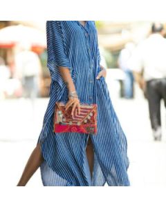 Beach Cover Up Dress – Moroccan Kaftan Style | Vibrant Prints & Front Slit