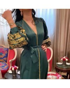 Embroidered Moroccan Kaftan Dress 060 for Chic Bohemian Style