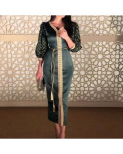 Moroccan Embroidered Kaftan Dress for Bohemian Chic Style