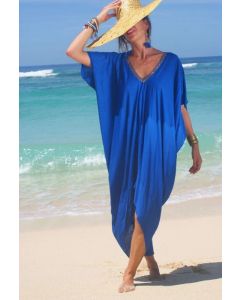 Moroccan Print Beach Cover Up - Elegant Summer Kaftan