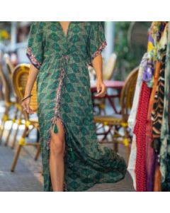 Moroccan Embroidered Kaftan Dress - Bohemian Chic Style