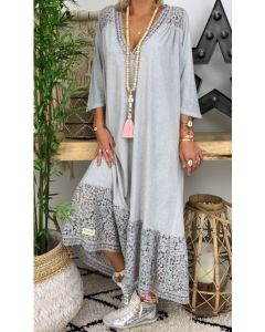 Bohemian Embroidered Moroccan Kaftan Dress 095