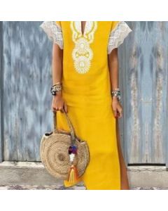 Moroccan Embroidered Kaftan Dress | Bohemian Chic Style