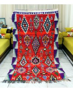 Handwoven Moroccan Red Berber Rug - Premium Wool Tribal Design