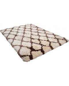 Moroccan Beni Ourain Wool Rug | Geometric Diamond Pattern, Brown Cream | Handwoven Vintage Style Rug for Modern Spaces