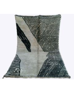 Authentic Moroccan Beni Ourain Wool Rug - Geometric Vintage Style