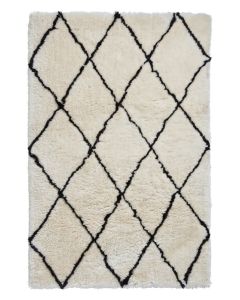 Moroccan Beni Ourain Wool Rug - Vintage Geometric Diamond Pattern