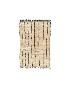Authentic Beni Ourain Wool Rug | Geometric Black Lines | Modern Bohemian Charm
