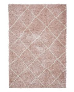 Pink Moroccan Beni Ourain Rug | Geometric Wool Rug