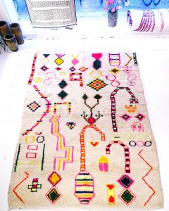 Handwoven Premium Wool Berber 016 Rug - Abstract Modern-Vintage Design