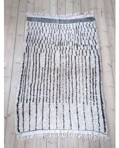 Handwoven Black and White Geometric Berber Wool Rug