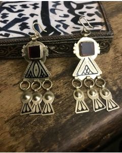 Moroccan Tuareg Berber Geometric Earrings - Handcrafted Ethnic Jewelry