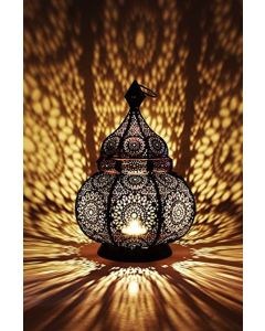 Moroccan Silver Metal Floor Lamp - Handcrafted Vintage Elegance