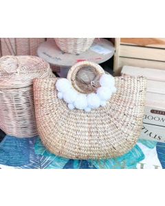 French Round Straw Basket | Eco-Friendly Handwoven Tote