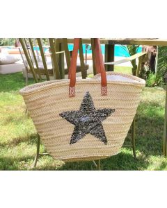 Eco-Friendly Handwoven French Market Basket with Leather Straps