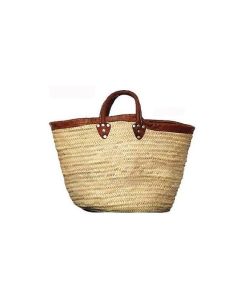 Handwoven Eco-Friendly French Market Basket with Leather Handles