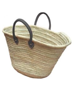 Handwoven French Market Basket with Black Handles | Eco-Friendly & Stylish