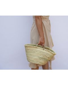 French Handwoven Market Basket - Eco-Friendly Moroccan Artisans Craftsmanship