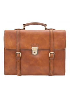 Vintage Hazelnut Leather Laptop Bag | Moroccan Handmade Luxe