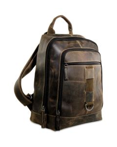Moroccan Leather Vintage Brown Backpack with Multiple Pockets