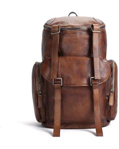 Exquisite Brown Leather Moroccan Backpack - Luxury & Functionality