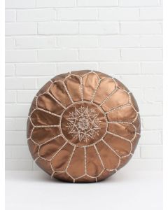 Brown Moroccan Handmade Leather Pouf | Premium Genuine Leather