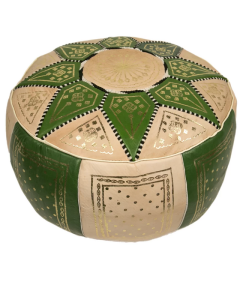 Moroccan Handmade Genuine Leather Pouf - Green - 172